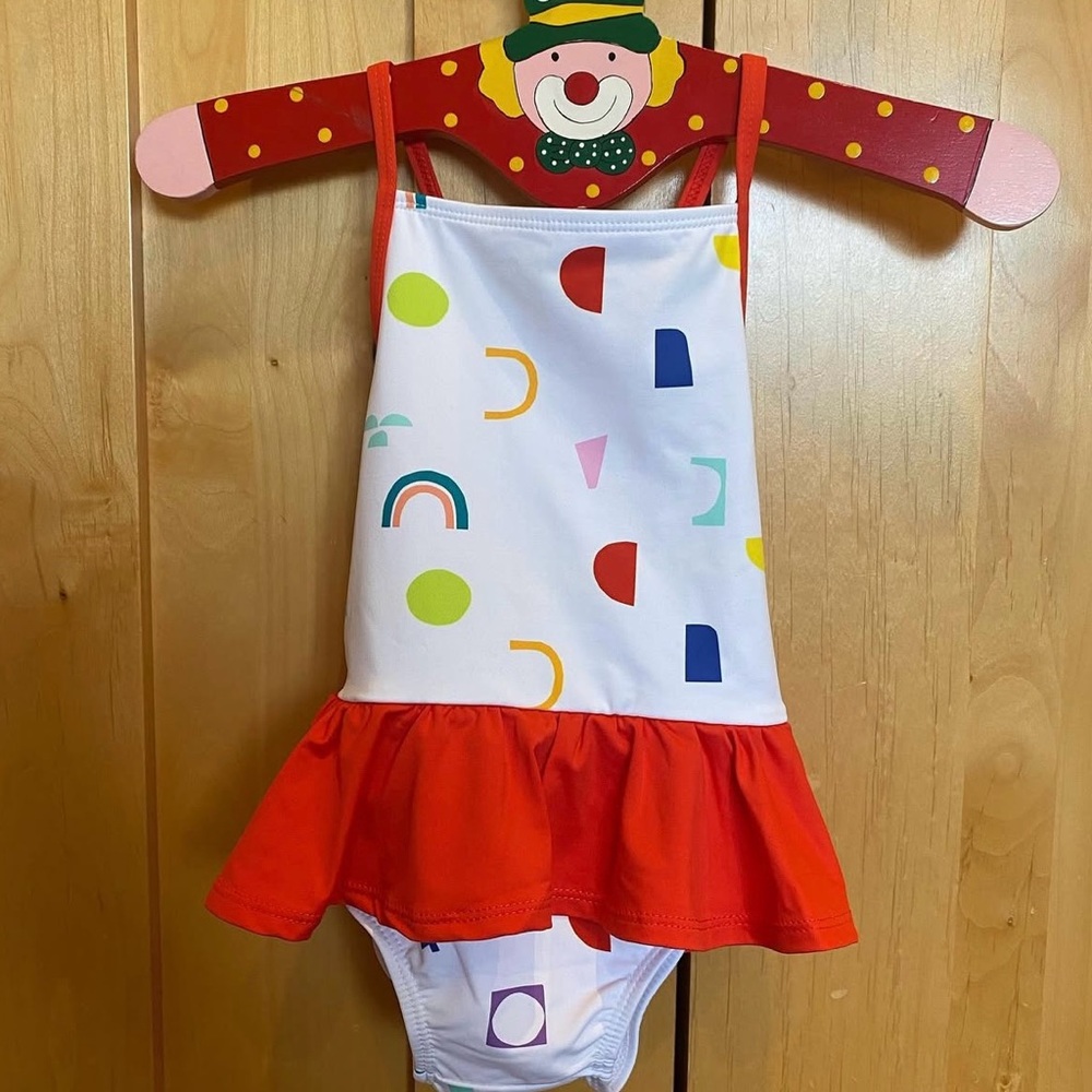 June & January Colorful Baby Swimsuit with Red Ruffle